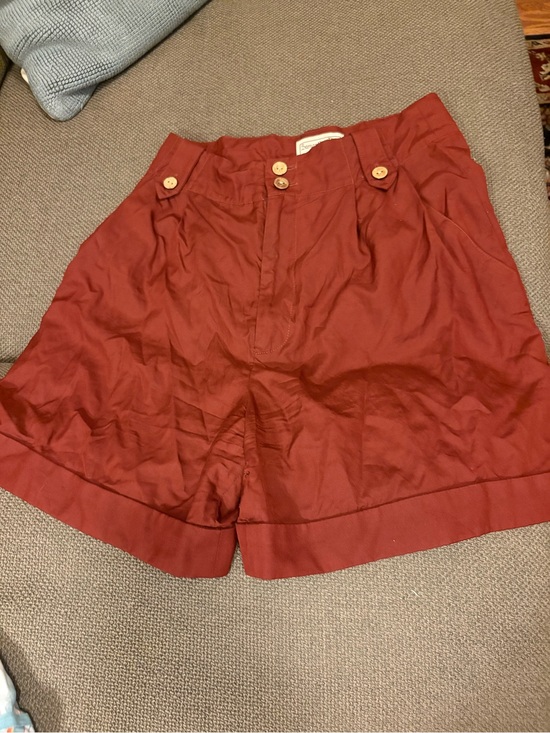 Samantha Pleet Pants - Samantha Pleet High-Waist Rust Red Tailored Shorts